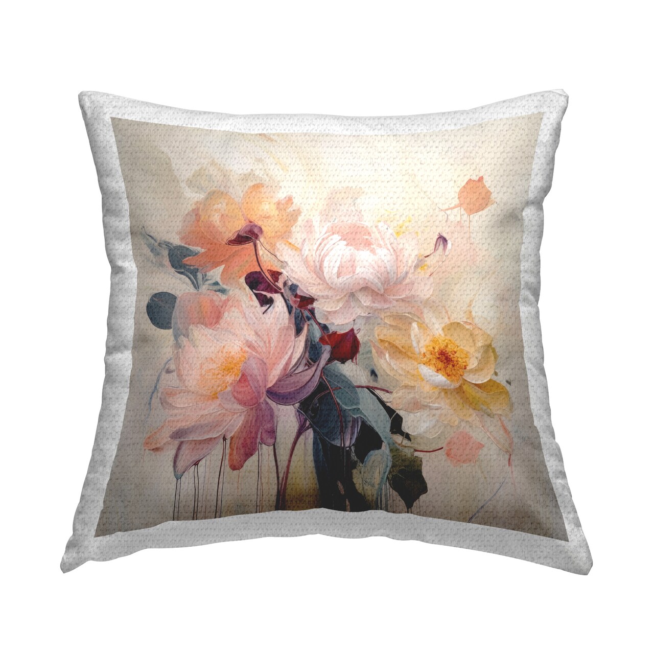 Elegant Blooms Collage Design by Irena Orlov Outdoor Printed Pillow